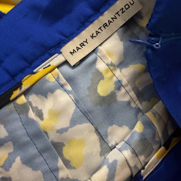 MARY KATRANTZOU Blue and Yellow Patterned A-Line Skirt - Picture 3 of 9